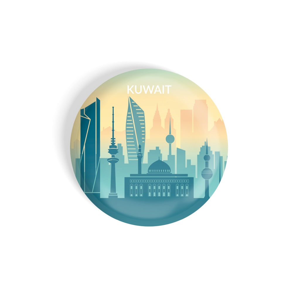 dhcrafts Round Fridge Magnet Multicolor Kuwait D3 Glossy Finish Design Pack of 1 (58 mm)